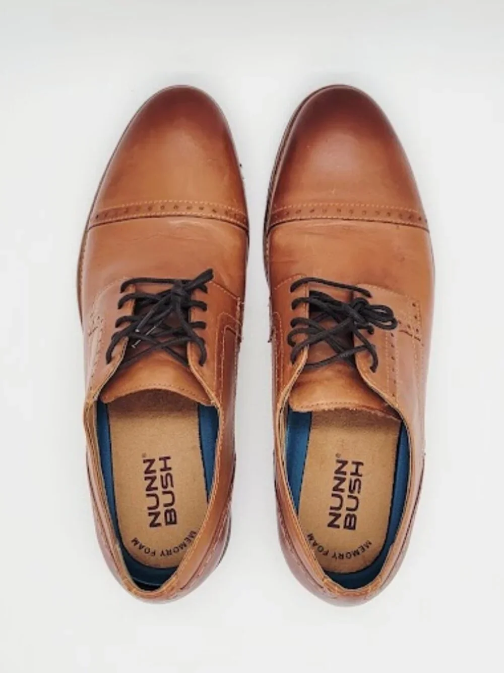 NUNN BUSH Men’s Size 11 M Tan Brown Leather Cap Toe Lace-Up Oxford Shoes EUC